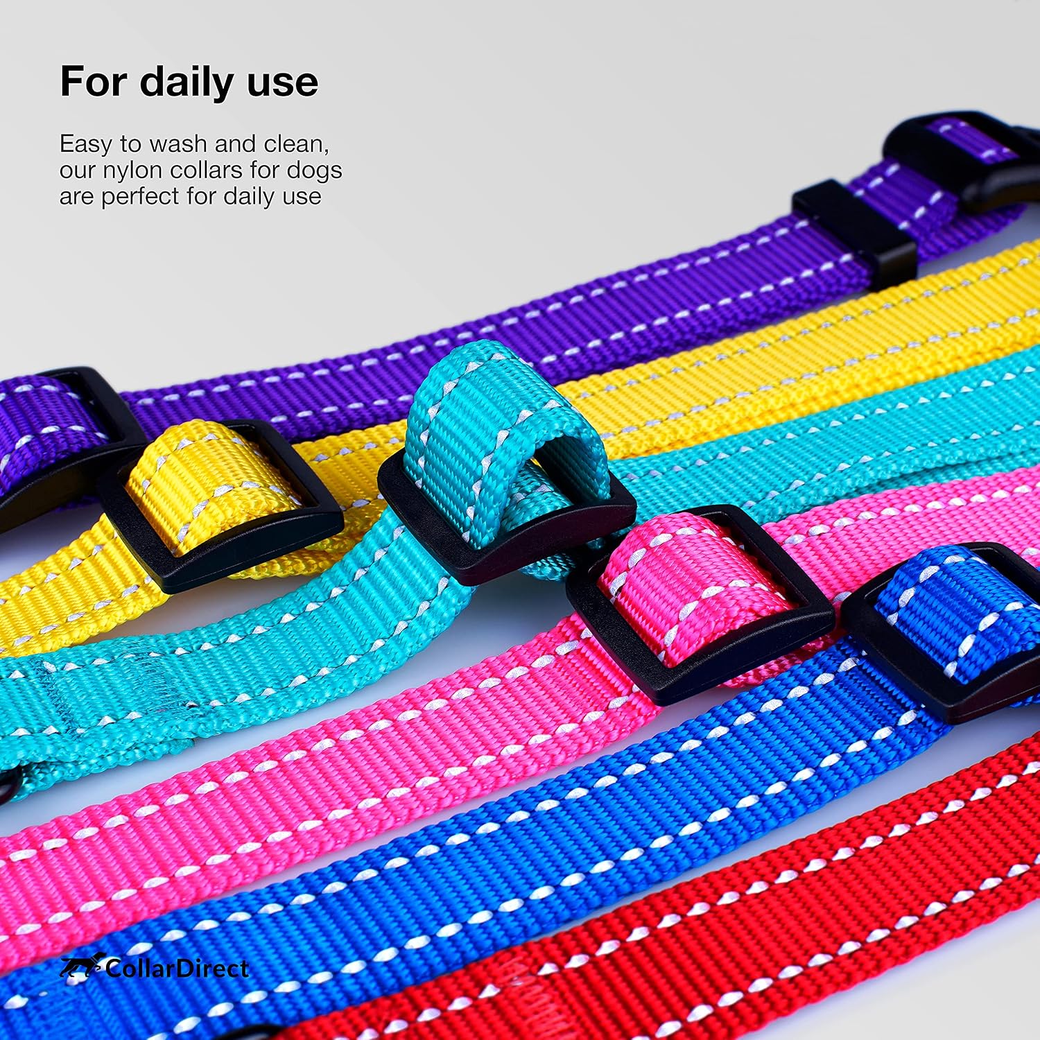 Reflective Dog Collar, Quick-Release Buckle (Black, 7-11 Inch (New)) | Reflective Nylon, Swim-Safe, Quick-Release Buckle, for Small to Large Dogs & Puppies