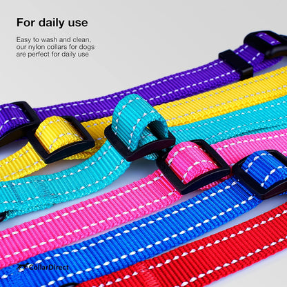 Reflective Dog Collar, Quick-Release Buckle (Black, 7-11 Inch (New)) | Reflective Nylon, Swim-Safe, Quick-Release Buckle, for Small to Large Dogs & Puppies